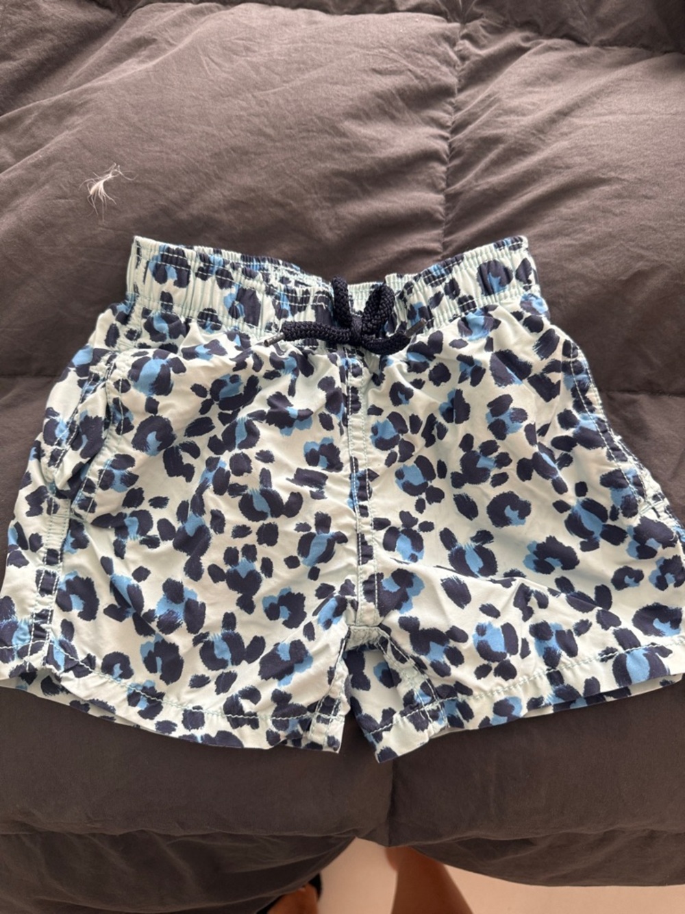 Vilebrequin White Swim Shorts with Blue Leopard Print